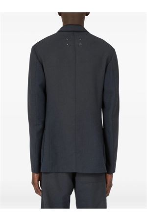 Giacca doppiopetto in lana blu scuro MAISON MARGIELA | S50BN0539M35535511M